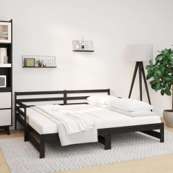 vidaXL Tagesbett Ausziehbar Schwarz 2x(90x190) cm Massivholz Kiefer
