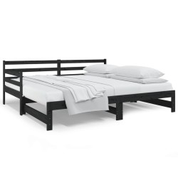 vidaXL Tagesbett Ausziehbar Schwarz 2x(90x190) cm Massivholz Kiefer