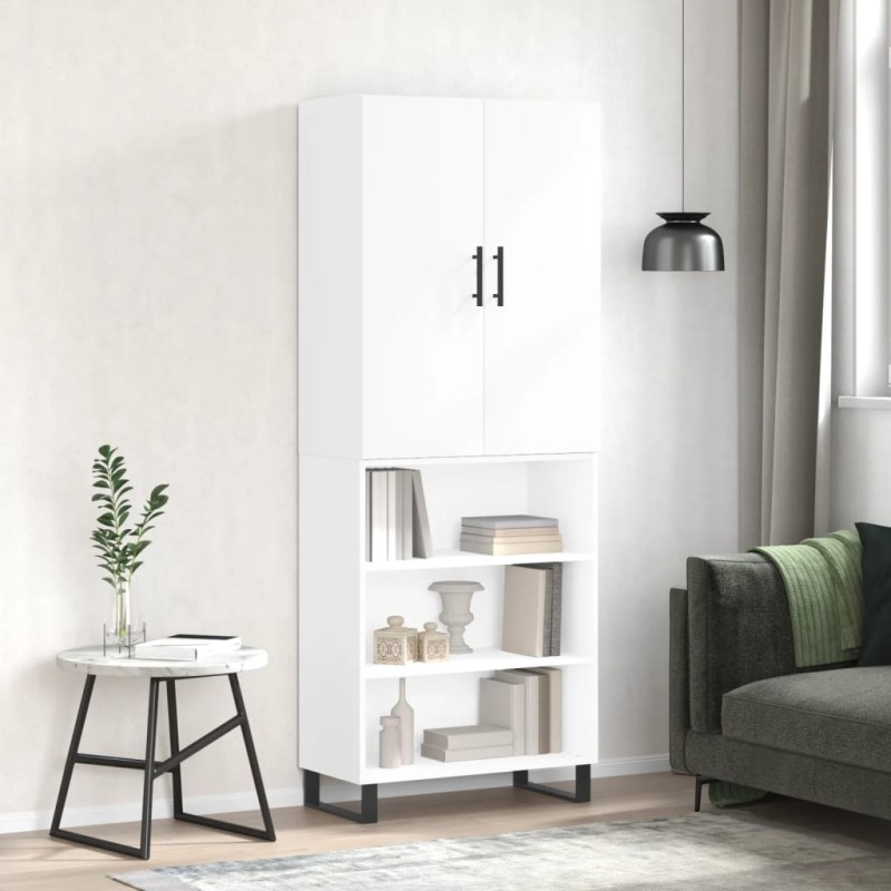 Highboard Hochglanz-Weiß 69,5x34x180 cm Holzwerkstoff Highboard Hochglanz-Weiß 69,5x34x180 cm Holzwerkstoff