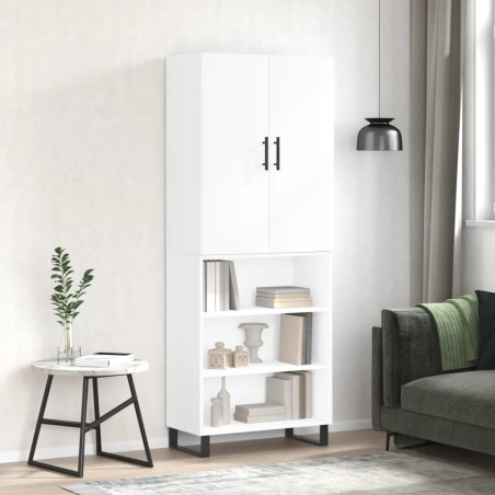 Highboard Hochglanz-Weiß 69,5x34x180 cm Holzwerkstoff