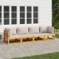 vidaXL 4-tlg. Garten-Lounge-Set mit Hellgrauen Kissen Massivholz vidaXL 4-tlg. Garten-Lounge-Set mit Hellgrauen Kissen Massivholz