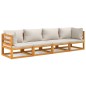 vidaXL 4-tlg. Garten-Lounge-Set mit Hellgrauen Kissen Massivholz vidaXL 4-tlg. Garten-Lounge-Set mit Hellgrauen Kissen Massivholz