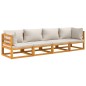 vidaXL 4-tlg. Garten-Lounge-Set mit Hellgrauen Kissen Massivholz vidaXL 4-tlg. Garten-Lounge-Set mit Hellgrauen Kissen Massivholz