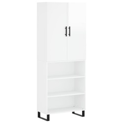 Highboard Hochglanz-Weiß 69,5x34x180 cm Holzwerkstoff