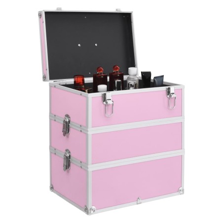 vidaXL Kosmetikkoffer 37x24x40 cm Rosa Aluminium
