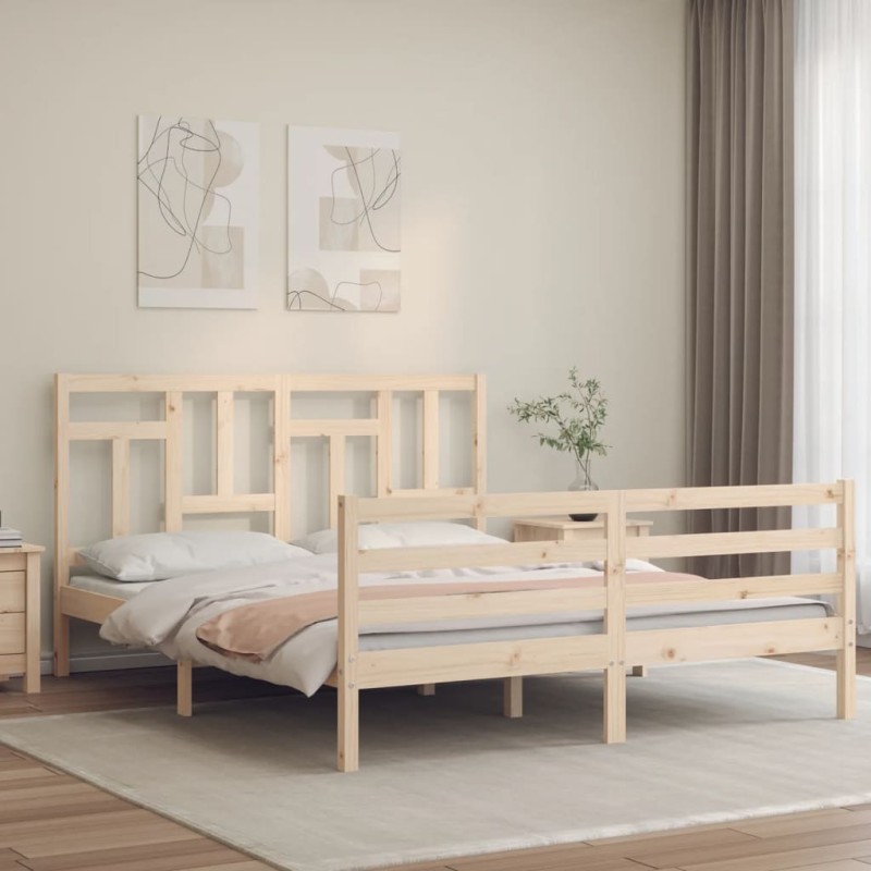 vidaXL Massivholzbett mit Kopfteil 160x200 cm vidaXL Massivholzbett mit Kopfteil 160x200 cm