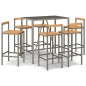 vidaXL 7-tlg. Gartenbar-Set Grau Poly Rattan & Massivholz Akazie vidaXL 7-tlg. Gartenbar-Set Grau Poly Rattan & Massivholz Akazie