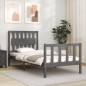 vidaXL Massivholzbett mit Kopfteil Grau 90x200 cm vidaXL Massivholzbett mit Kopfteil Grau 90x200 cm