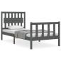 vidaXL Massivholzbett mit Kopfteil Grau 90x200 cm vidaXL Massivholzbett mit Kopfteil Grau 90x200 cm