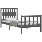 vidaXL Massivholzbett mit Kopfteil Grau 90x200 cm vidaXL Massivholzbett mit Kopfteil Grau 90x200 cm
