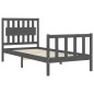vidaXL Massivholzbett mit Kopfteil Grau 90x200 cm vidaXL Massivholzbett mit Kopfteil Grau 90x200 cm