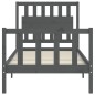 vidaXL Massivholzbett mit Kopfteil Grau 90x200 cm vidaXL Massivholzbett mit Kopfteil Grau 90x200 cm