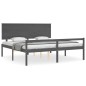 vidaXL Massivholzbett mit Kopfteil Grau 200x200 cm vidaXL Massivholzbett mit Kopfteil Grau 200x200 cm