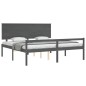 vidaXL Massivholzbett mit Kopfteil Grau 200x200 cm vidaXL Massivholzbett mit Kopfteil Grau 200x200 cm