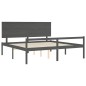 vidaXL Massivholzbett mit Kopfteil Grau 200x200 cm vidaXL Massivholzbett mit Kopfteil Grau 200x200 cm
