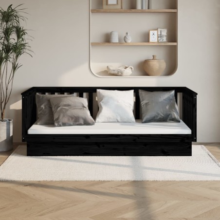 vidaXL Tagesbett Schwarz 90x200 cm Massivholz Kiefer