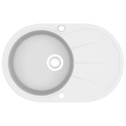 vidaXL Granitspüle Einzelbecken Oval Weiß