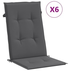 vidaXL Gartenstuhlauflagen für Hochlehner 6 Stk. Anthrazit 120x50x3 cm