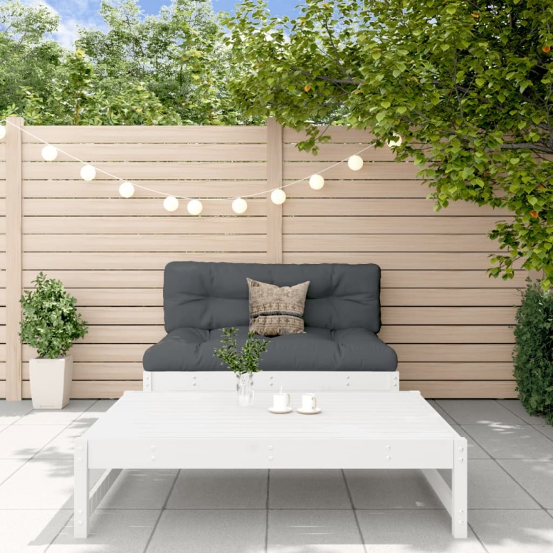 vidaXL 2-tlg. Garten-Lounge-Set mit Kissen Weiß Massivholz vidaXL 2-tlg. Garten-Lounge-Set mit Kissen Weiß Massivholz