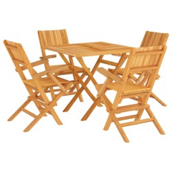 vidaXL 5-tlg. Garten-Essgruppe Massivholz Teak