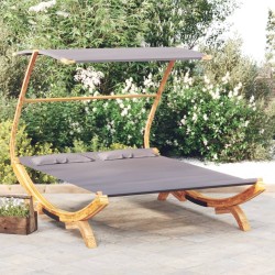 Loungebett mit Dach 165x203x138 cm Bugholz Massiv Anthrazit