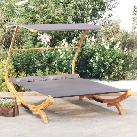 Loungebett mit Dach 165x203x138 cm Bugholz Massiv Anthrazit