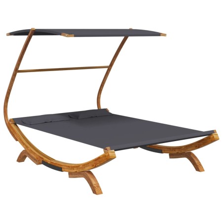 Loungebett mit Dach 165x203x138 cm Bugholz Massiv Anthrazit