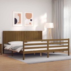 vidaXL Massivholzbett mit Kopfteil Honigbraun 200x200 cm