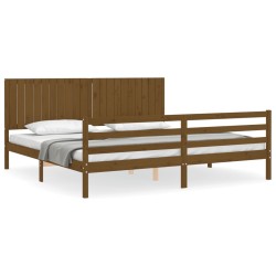 vidaXL Massivholzbett mit Kopfteil Honigbraun 200x200 cm