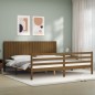 vidaXL Massivholzbett mit Kopfteil Honigbraun 200x200 cm
