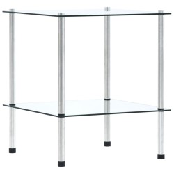 vidaXL Regal mit 2 Ablagen Transparent 40x40x47 cm Hartglas