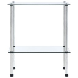 vidaXL Regal mit 2 Ablagen Transparent 40x40x47 cm Hartglas