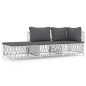 vidaXL 3-tlg. Garten-Lounge-Set mit Kissen Weiß Stahl vidaXL 3-tlg. Garten-Lounge-Set mit Kissen Weiß Stahl