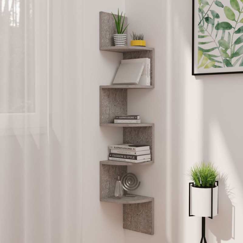 vidaXL Wand-Eckregal Betongrau 19x19x123 cm Holzwerkstoff vidaXL Wand-Eckregal Betongrau 19x19x123 cm Holzwerkstoff