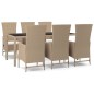 vidaXL 7-tlg. Garten-Essgruppe mit Kissen Beige Poly Rattan vidaXL 7-tlg. Garten-Essgruppe mit Kissen Beige Poly Rattan