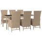 vidaXL 7-tlg. Garten-Essgruppe mit Kissen Beige Poly Rattan vidaXL 7-tlg. Garten-Essgruppe mit Kissen Beige Poly Rattan