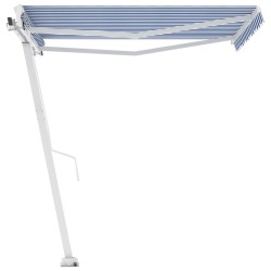 vidaXL Gelenkarmmarkise mit Pfosten 350x250 cm Blau & Weiß