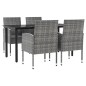 vidaXL 5-tlg. Garten-Essgruppe Grau und Schwarz Poly Rattan und Stahl vidaXL 5-tlg. Garten-Essgruppe Grau und Schwarz Poly Rattan und Stahl