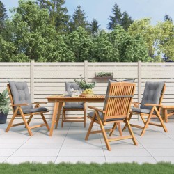 vidaXL Gartenstühle mit Kissen 4 Stk. Massivholz Teak