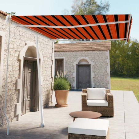 vidaXL Gelenkarmmarkise mit Pfosten 300x250 cm Orange & Braun