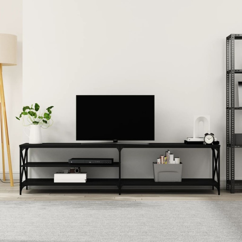 vidaXL TV-Schrank Schwarz 200x40x50 cm Holzwerkstoff und Metall vidaXL TV-Schrank Schwarz 200x40x50 cm Holzwerkstoff und Metall