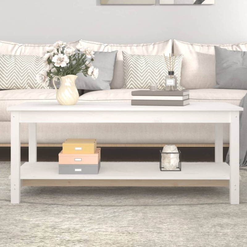 vidaXL Couchtisch Weiß 110x55x45 cm Massivholz Kiefer vidaXL Couchtisch Weiß 110x55x45 cm Massivholz Kiefer