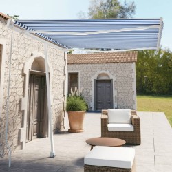 vidaXL Gelenkarmmarkise mit Pfosten 300x250 cm Blau & Weiß