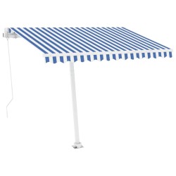 vidaXL Gelenkarmmarkise mit Pfosten 300x250 cm Blau & Weiß