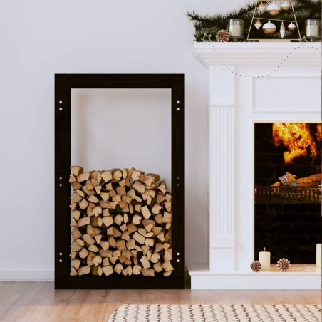 vidaXL Kaminholzregal Schwarz 60x25x100 cm Massivholz Kiefer