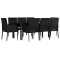 vidaXL 9-tlg. Garten-Essgruppe mit Kissen Schwarz Poly Rattan vidaXL 9-tlg. Garten-Essgruppe mit Kissen Schwarz Poly Rattan