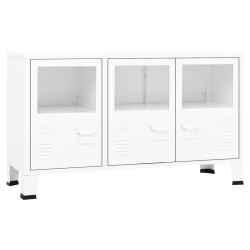 vidaXL Industrial Sideboard Weiß 105x35x62 cm Metall und Glas