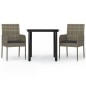 vidaXL 3-tlg. Garten-Essgruppe mit Kissen Schwarz und Grau Poly Rattan vidaXL 3-tlg. Garten-Essgruppe mit Kissen Schwarz und Grau Poly Rattan