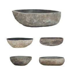 vidaXL Waschbecken Flussstein Oval 45-53 cm 