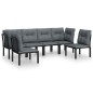 vidaXL 6-tlg. Garten-Lounge-Set Schwarz und Grau Poly Rattan vidaXL 6-tlg. Garten-Lounge-Set Schwarz und Grau Poly Rattan